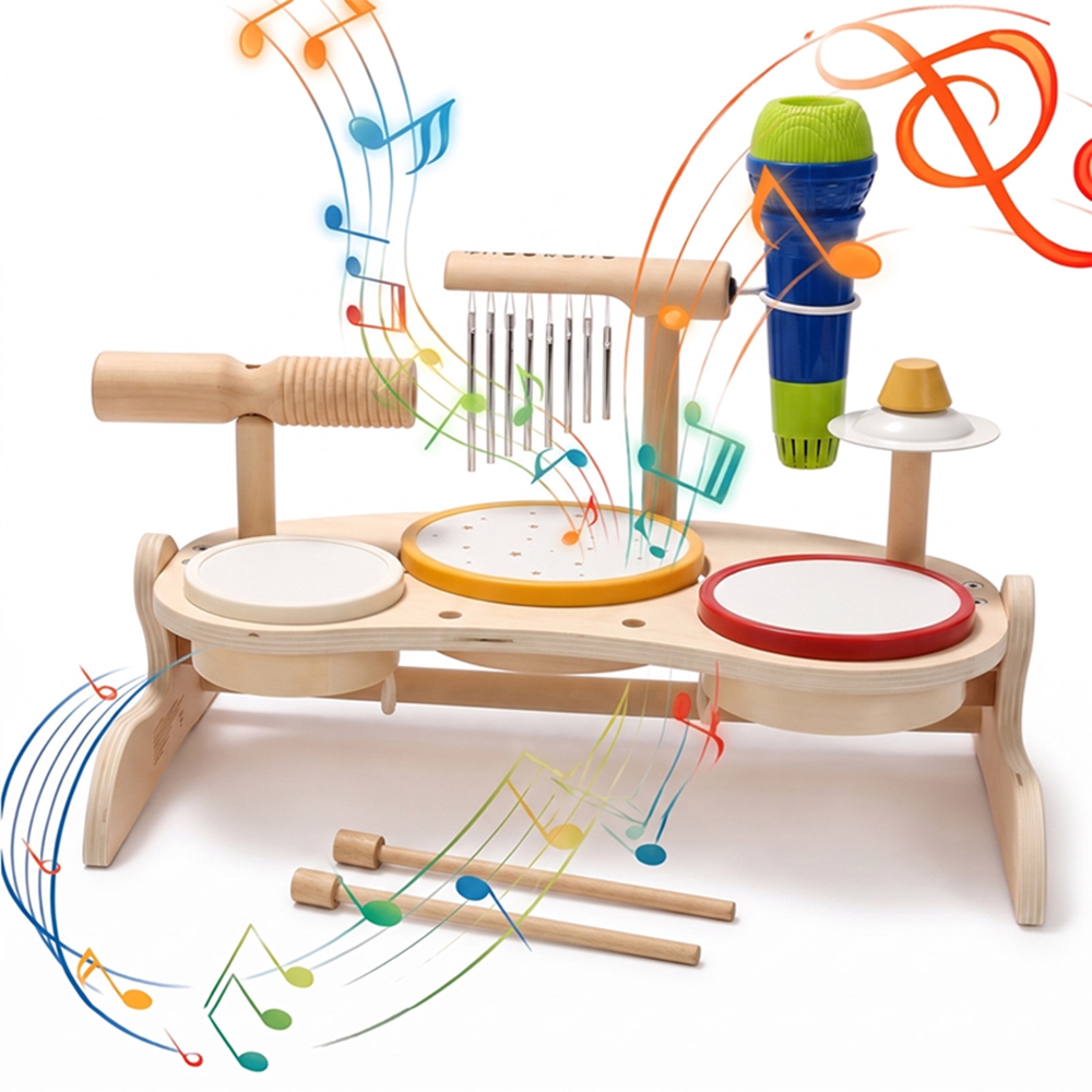 Kids Education Table - Juego de Tambores de Madera para