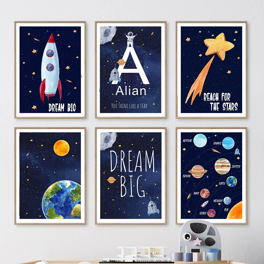 Kids Education Name - Pintura en lienzo personalizada con nombre,
