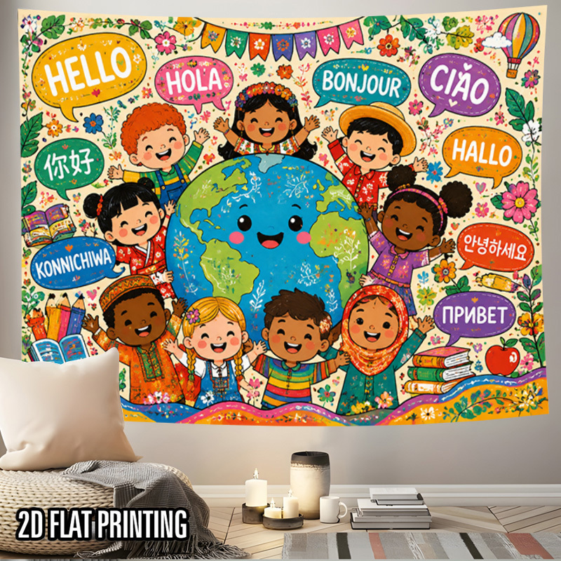 Tapiz con Mapa del Mundo y Fra - Kids Education Room reseña y precio