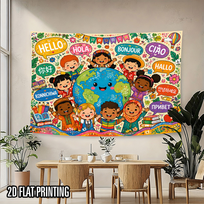 Tapiz con Mapa del Mundo y Fra - Kids Education Room reseña y precio