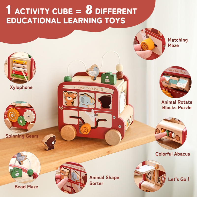 Autobús de madera de juguete c - Kids Education Name reseña y precio