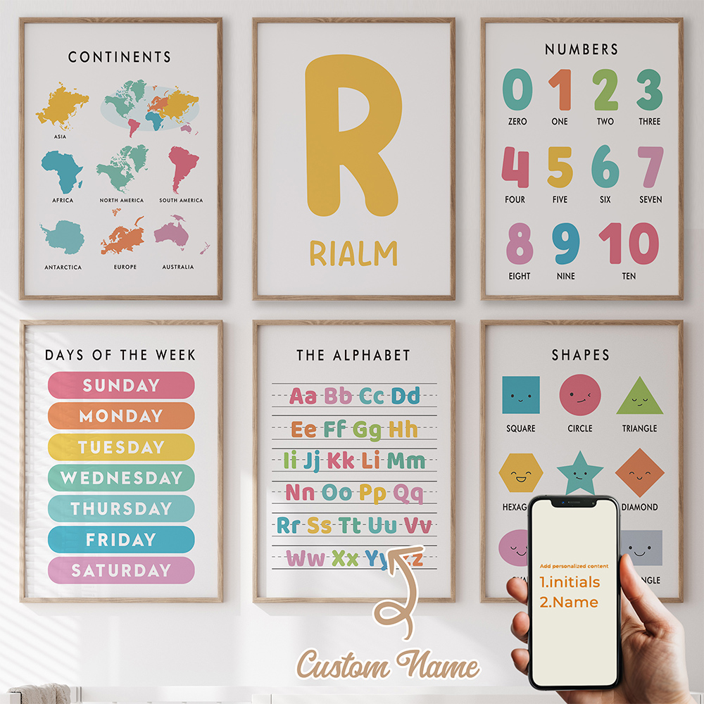 6 Piezas de Arte Mural Educati - Kids Education Name reseña y precio